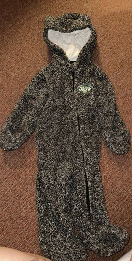 NFL Official jets footie with folding mittens and bear ear hood 6-9 Months