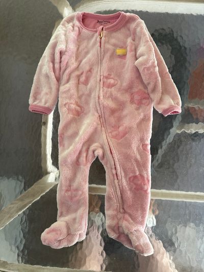 Juicy Couture pink zip up with footies 6-9 Months