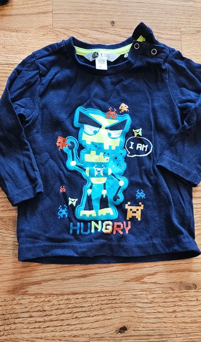 PL Kids Like new soft & comfy 12M long sleeves feature fun robot graphic 12 Months