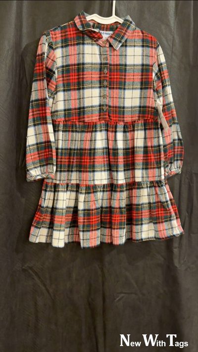 OLD NAVY GREEN RED FLANNEL DRESS 5T/5