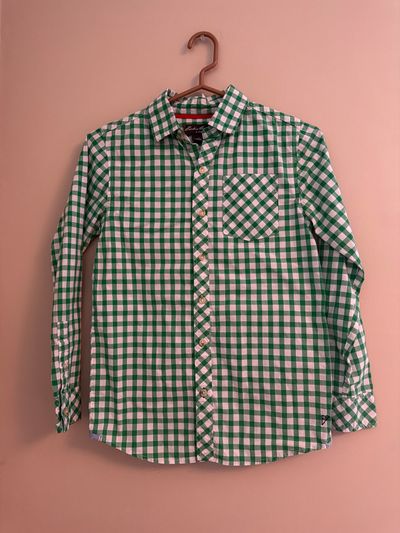 Eddie Bauer size Large Green Gingham Longsleeve 10-12