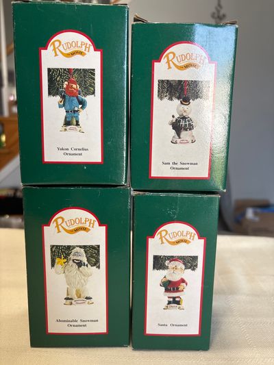New - Rudolph the movie ornament set of 4 Yukon, Sam, Abominable , Santa