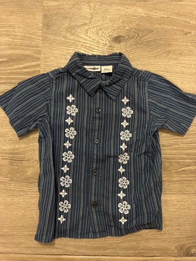 ToysRUS Button down shirt with hibiscus pattern like new 18 Months