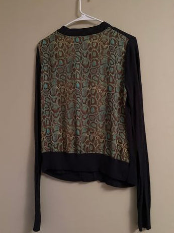 Rachel Roy Navy/Green Snake Cardigan Women's - M