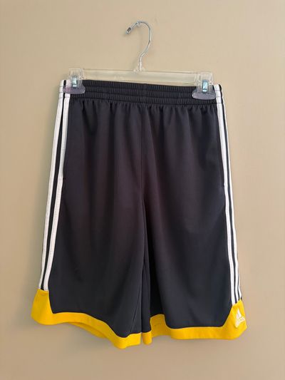 Adidas Large Gray Yellow Athletic Shorts 14-16