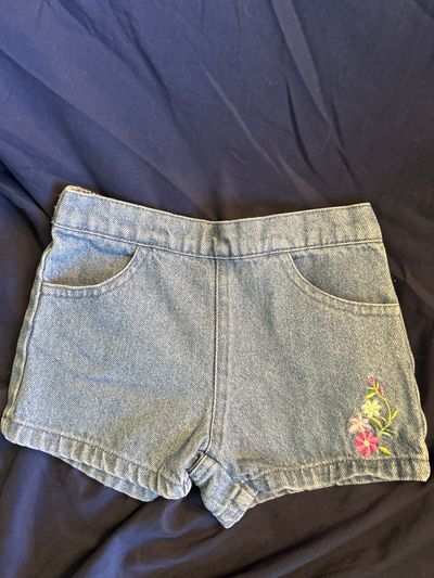 Miniwear Denim shorts with flower decoration 6-9 Months