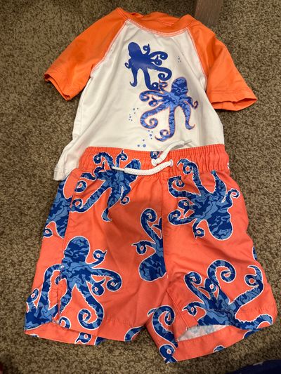 Place sport two piece bathing suit Rashguard and shorts 18-24 Months