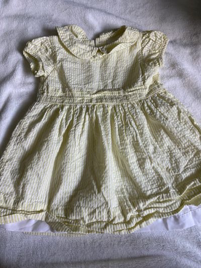 Strasburg Yellow and white striped dress 18 Months