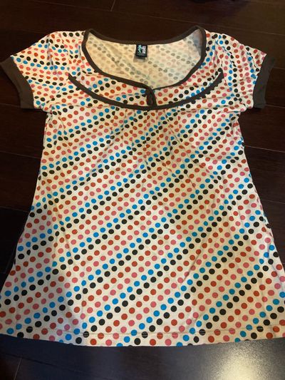 Weavers Tan dotted short sleeve shirt Women's - M