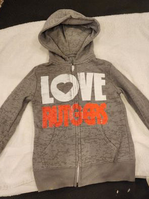 hoodie jacket hoodie jacket features a "LOVE" graphic with "RUTGERS" 6T/6