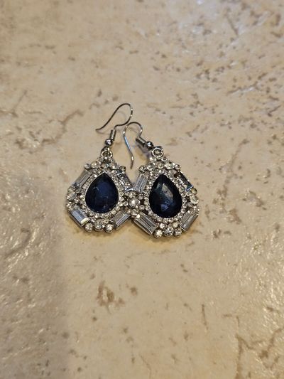 Teardrop Earrings w/ Blue Stone