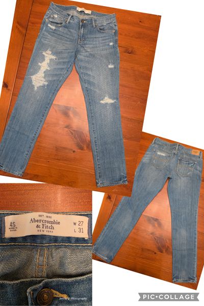 Abercrombie and Fitch Destructed, light-wash denim design size 4 shirt Women's 4
