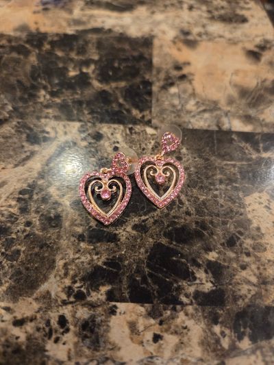Pink heart earrings