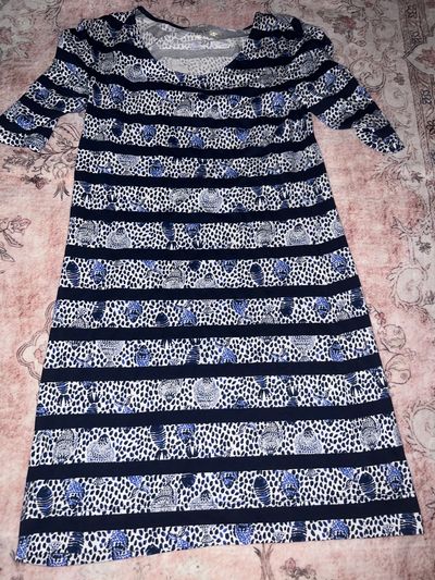 Lilly Pulitzer 3/4 sleeve blue and white striped dress fish dress Women's - XS