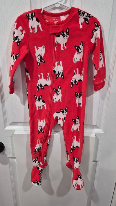 carters LS fleece zipper footed pj doggies 18-24 Months