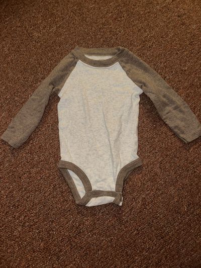 Carter's gray and brown long sleeve onesie 9 Months