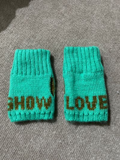 BCBG New Fingerless gloves  SHOW LOVE. green and bronze. Women's - M