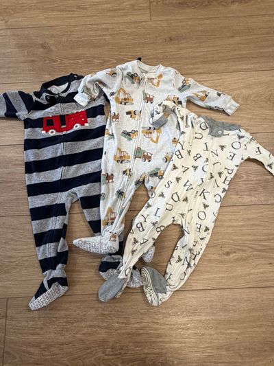 Carters / Burts Bees 3 sets of Footed Pajamas 12 Months