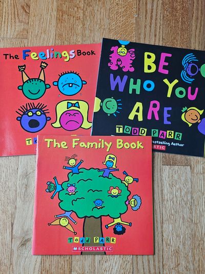 Scholastic 3 BN books about family, feelings, and be who you are