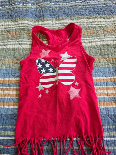 Childrens Place Red Butterfly Patriotic Tank 5T