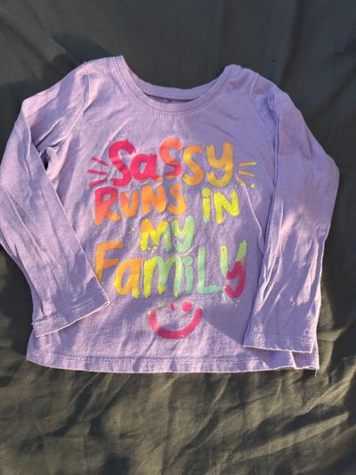 Childrens Place Purple Sassy Runs in my Family Shirt 2T