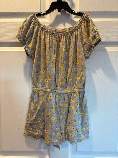 Old Navy Gray/yellow floral romper 10-12
