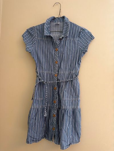 Wonder Nation Blue/White Striped Collars Dress 10-12