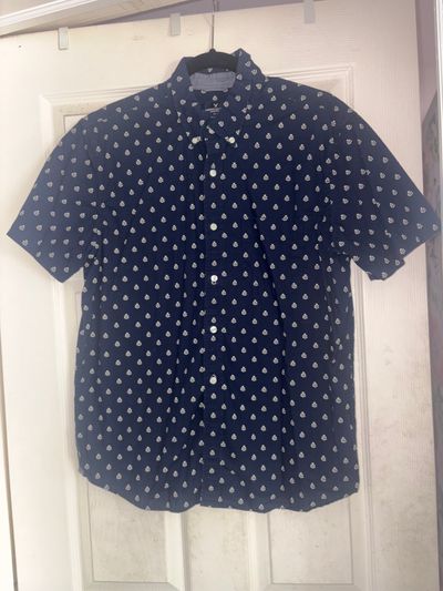American eagle button down Navy white design. Short sleeve Men's - L
