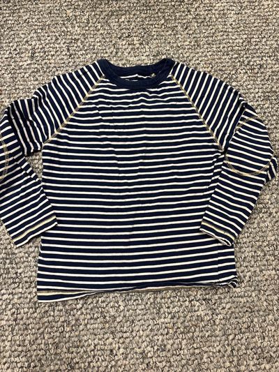 Mini Boden Navy and white striped shirt 7-8