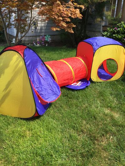 Unknown 3 piece set Teepee tunnel and cube