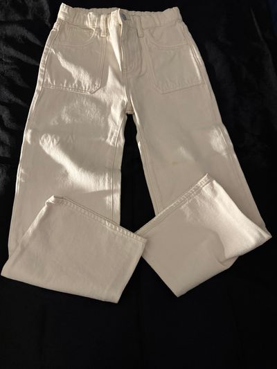 Old Navy Off White Denim Cargo Jeans 10-12