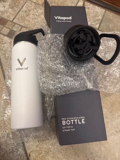 Brand new vitapod water bottle stainless steel With go top and straw top