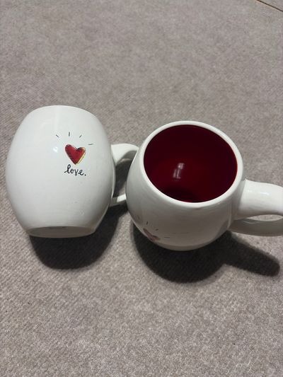 Magenta exclusive Set of 2 Large coffee mugs. Red interior