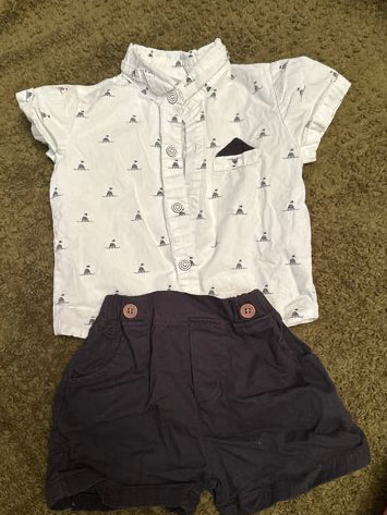 Shein Short sleeve and short dress set with buttons for suspenders 18-24 Months