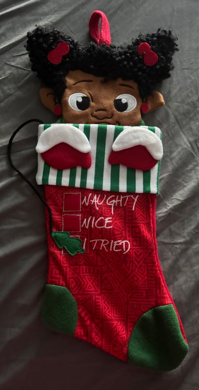 Black Paper Party Girls Naughty Nice Tried Christmas Stocking