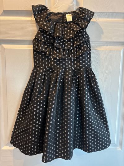 Gymboree Size 7 sleeveless black/silver sparkly party dress 7-8
