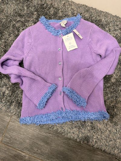 New Tags Talbot Kids Purple & Blue Knit Cardigan  7-8