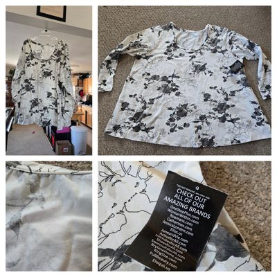 June +Vie black white top Women's 2X