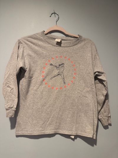 Gildan L/S gray shirt w/ girl lacrosse player 10-12
