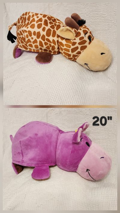 NEW FLIPAZOO hippo & giraffe plush doll