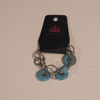 Paparazzi Silver Turquoise Braclet Adjustable