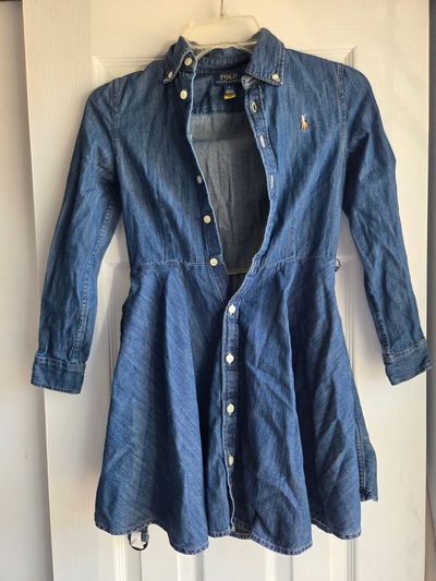 Ralph Lauren Polo Long sleeved denim dress Size 8 7-8