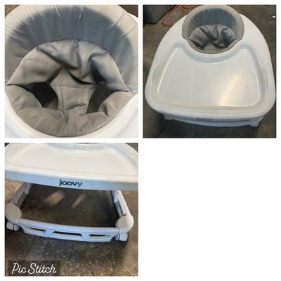 Joovy Baby walker adjustable height and extra seat cover in navy blue