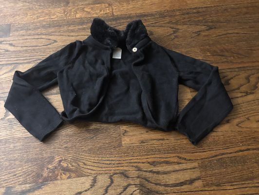 Temporary cropped sweater cardigan great for dress Fur collar, size 5T 5T/5