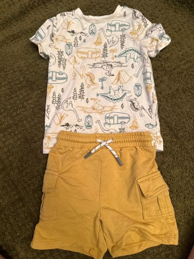 Tommy Bahama Dino camping graphic tee and shorts set 24 Months