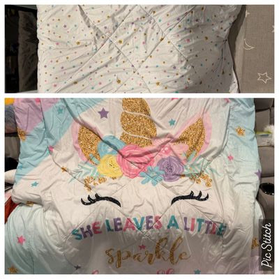 Full queen comforter Reversible unicorn and stars