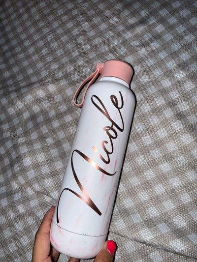 Etsy Custom rose gold Nicole 17oz water bottle