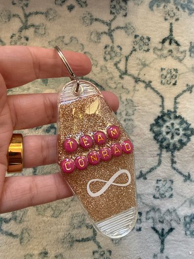 Handmade The summer I turned pretty team Conrad dark pink keychain