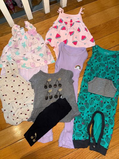 Old navy, Carters, cat & jack lot Lot of 6 summer outfits- ladybug overall, watermelon, 6-9 Months