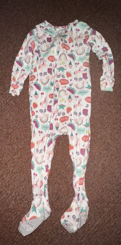 Simple Joy by Carter's pink/purple/teal footie pajamas 12 Months